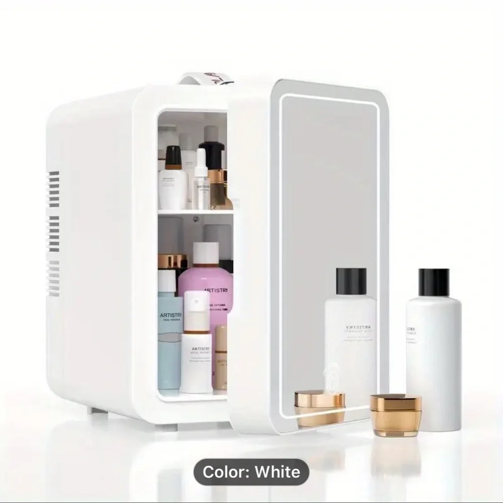 Beauty refrigerator with LED mirror